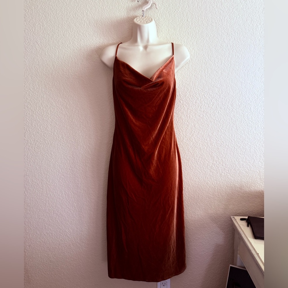 NWOT Jenny Yoo Mauve Cowl Neck Midi Dress